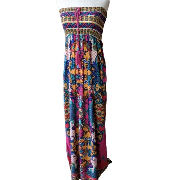 Flying Tomato Strapless Shirred Top Maxi Dress S - Picture 1 of 8